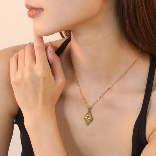 Sun & Moon Pendant Necklace – 18K Gold Stainless Steel