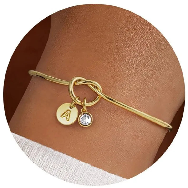 Stainless Steel Birthstone Initial Bracelet April-A