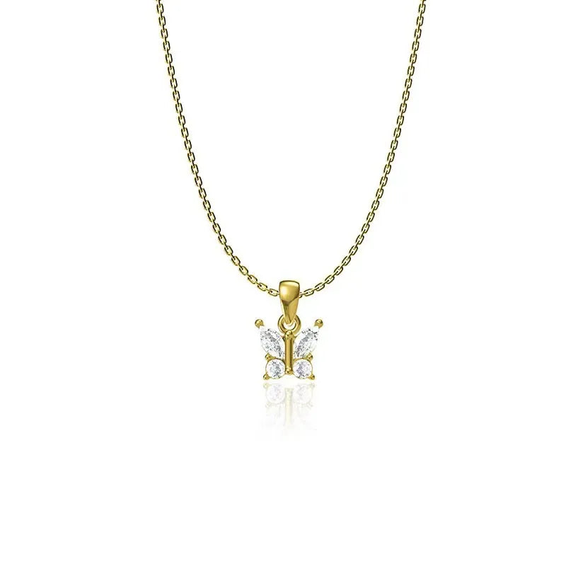 Butterfly Zircon Necklace in 18K Gold Titanium