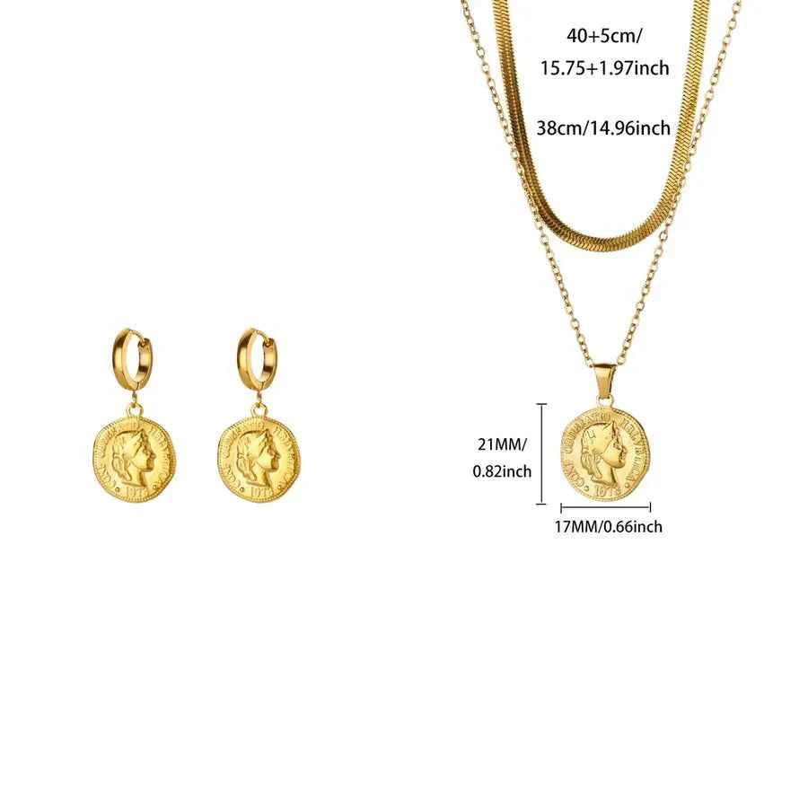 3-Piece Gold Coin Jewelry Set