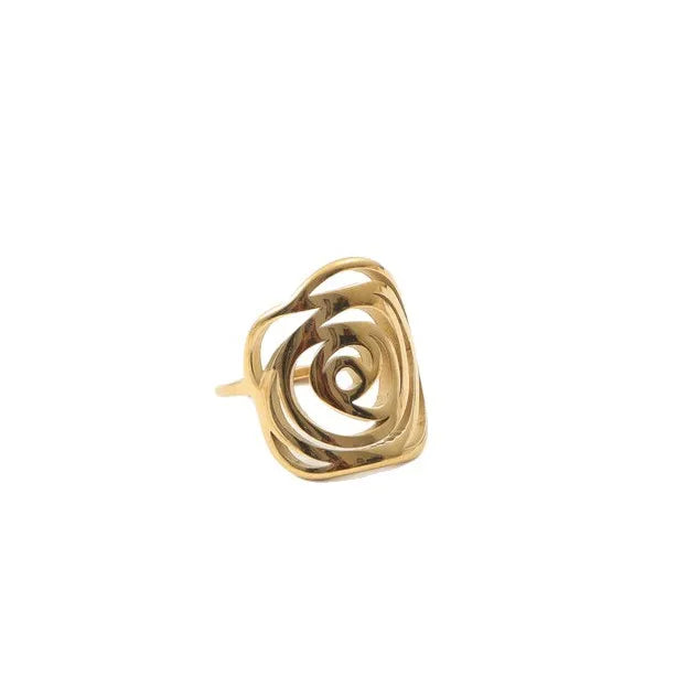 Gold Rose Cutout Titanium Steel Ring
