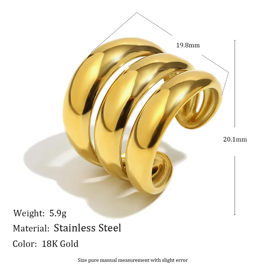 18K Gold Plated Geometric Open Ring for Women