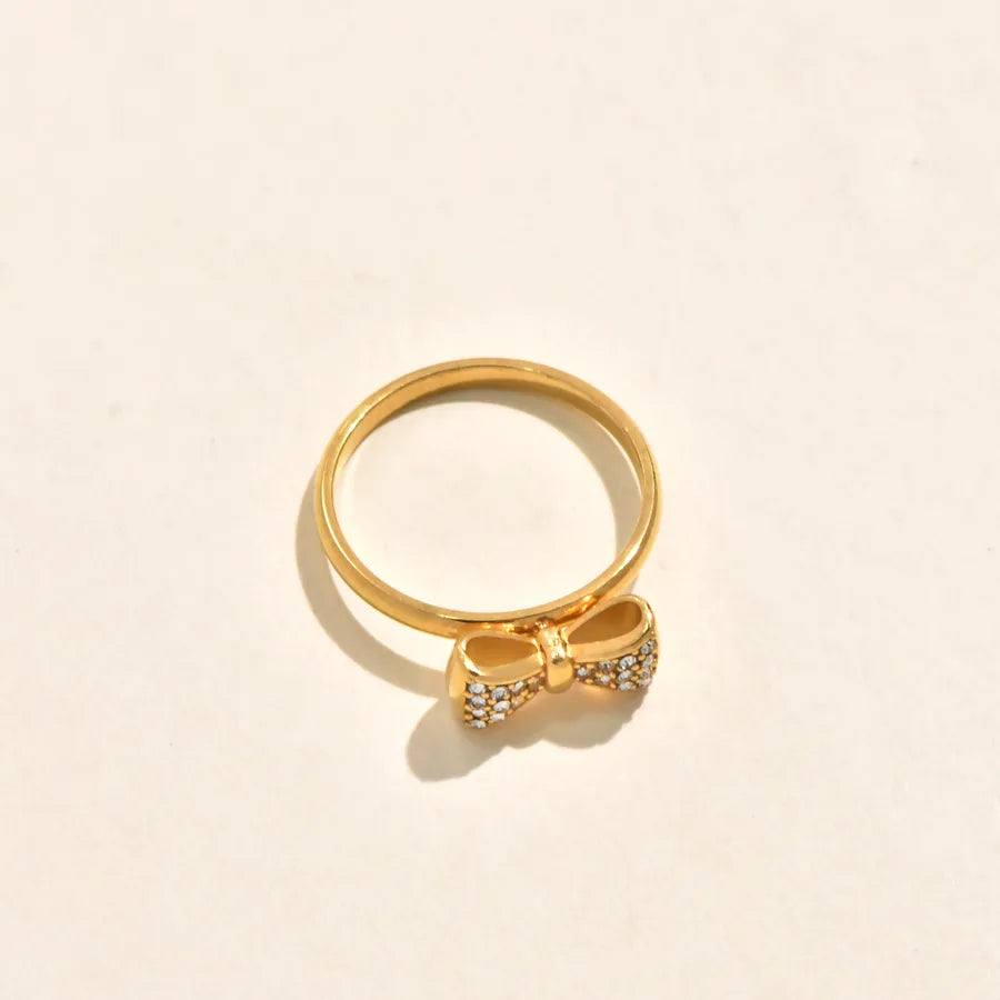 Gold Plated Shell & Bow Knot Stainless Steel Ring 5773101