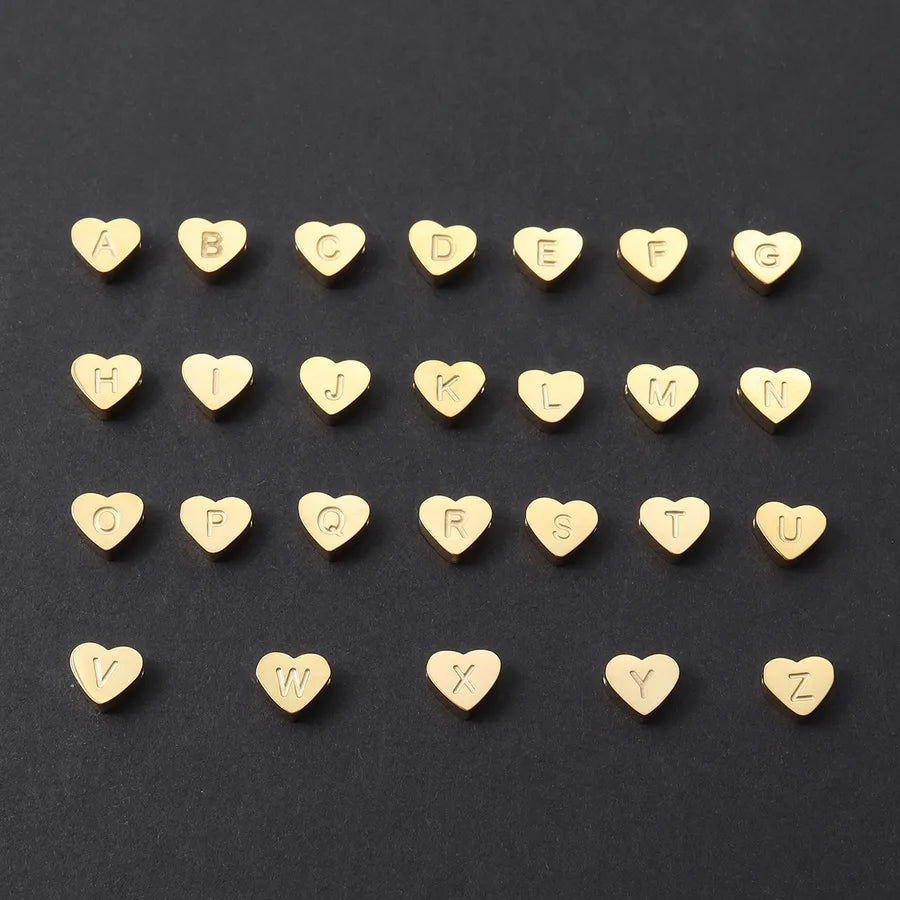 Gold Heart & Letter Charm Stainless Steel Bracelet
