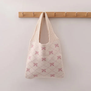 Knitted Bowknot Woven Tote Bag – Smiling Maria - Smiling Maria - Everything For Women