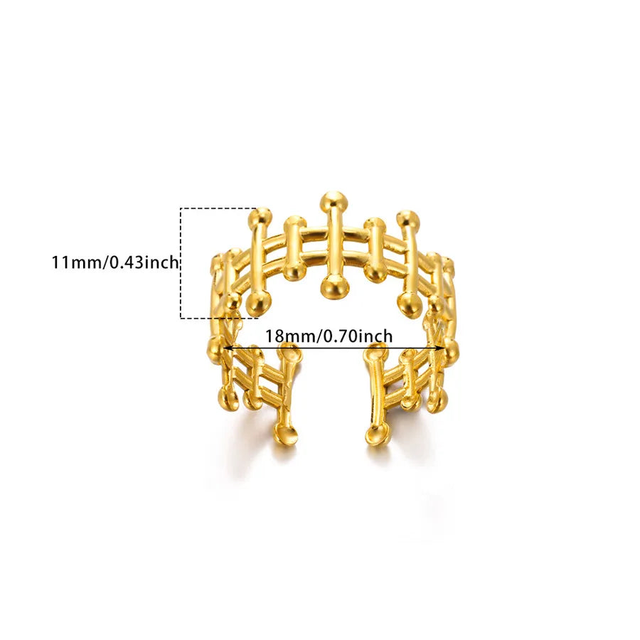 Gold Plated Geometric Leaf Stainless Steel Ring Average Size 5