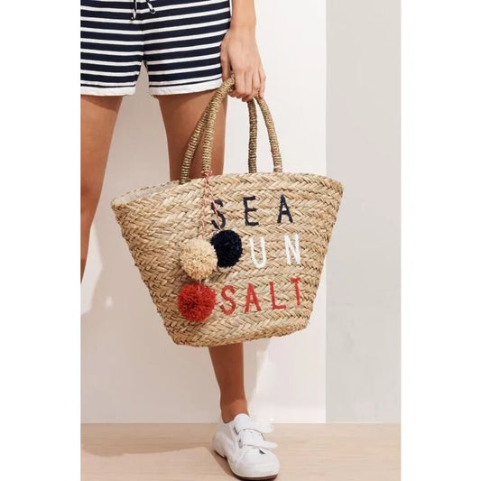 Women's Color Block Straw Bucket Beach Bag