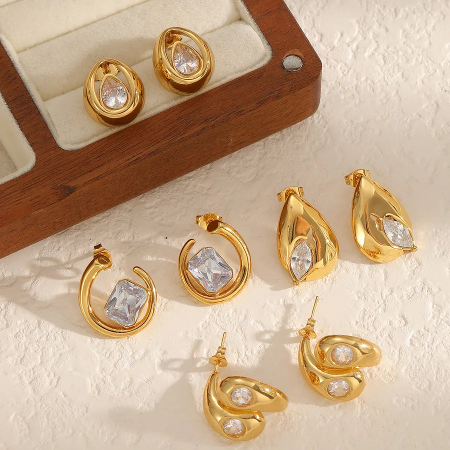 Asymmetric Geometric Diamond Stud Earrings