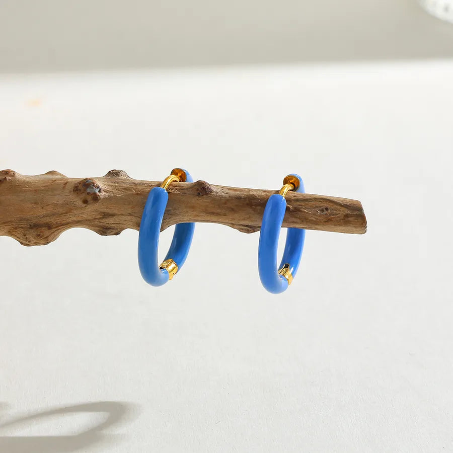 18K Gold Plated Round Stainless Steel Earrings