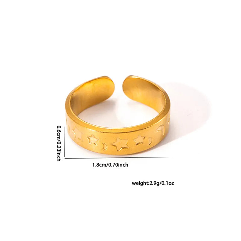 Minimalist Titanium Steel Geometric Ring Adjustable Opening TYGR0143