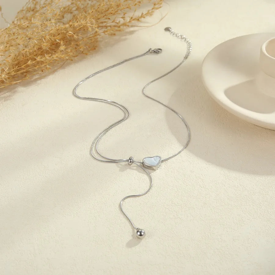 Gold Heart Pendant Y Necklace – Stainless Steel