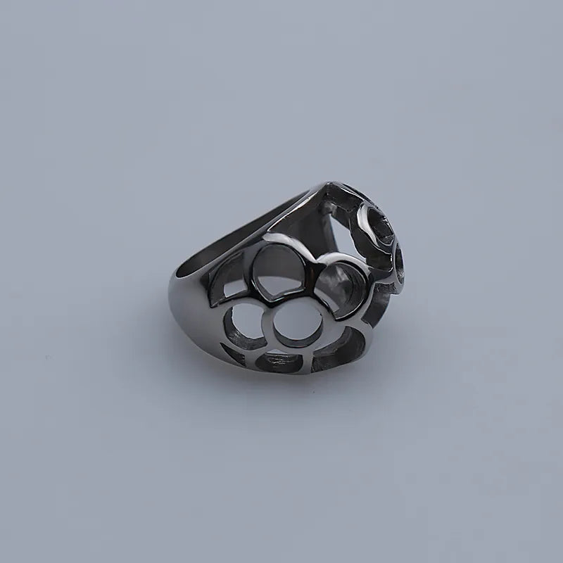 Stainless Steel Honeycomb Ring – Unisex Design