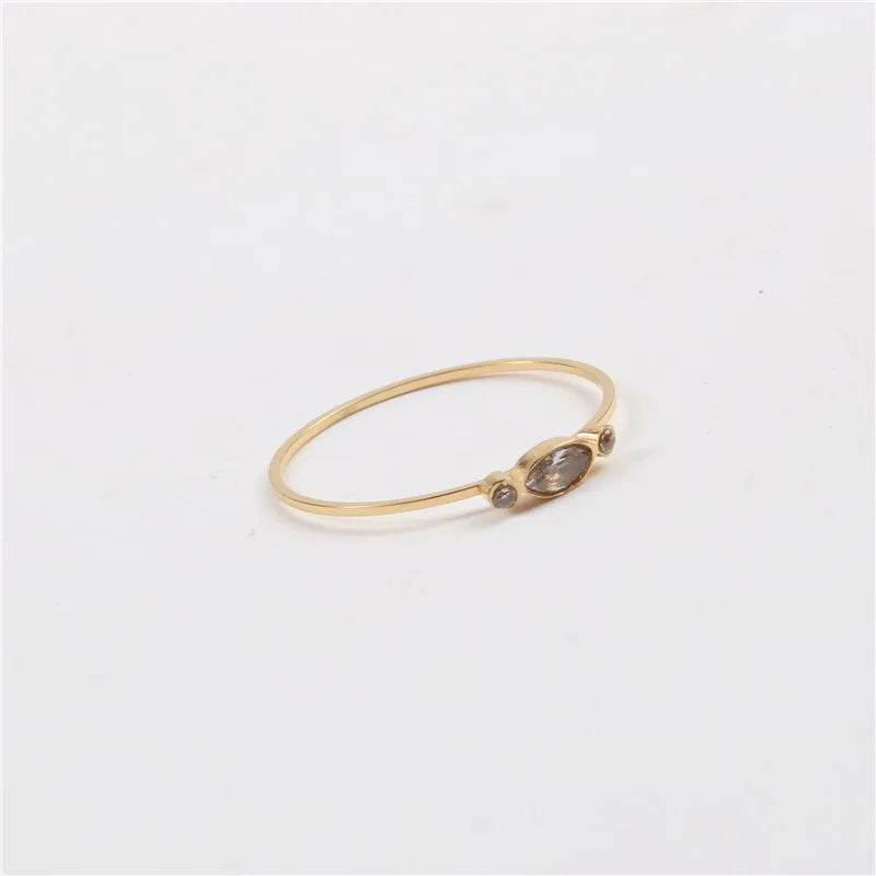 Thin Gold Zirconia Ring for Women