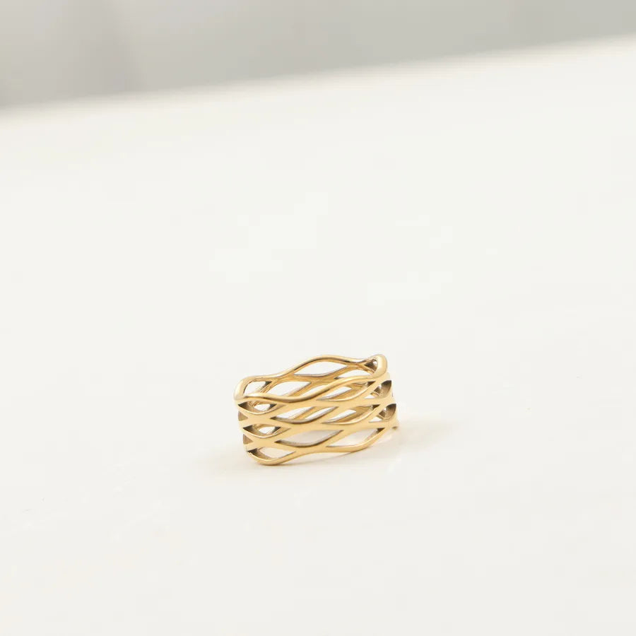 18K Gold Plated Geometric Titanium Steel Ring