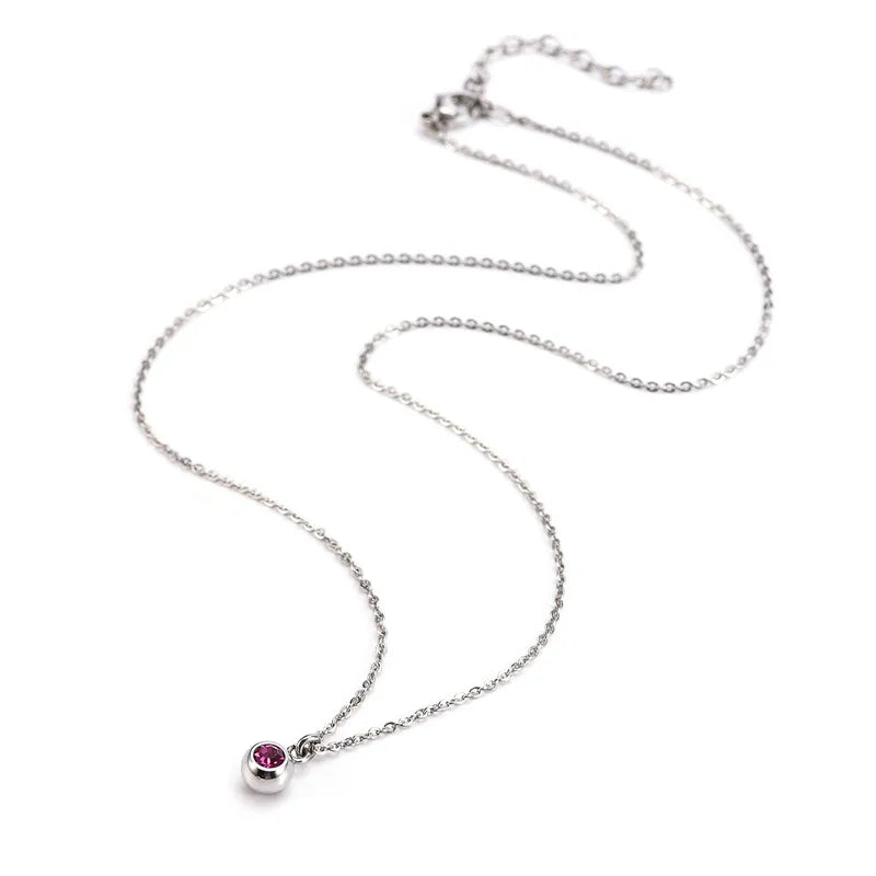 Rose Crystal Titanium Steel Women's Choker Necklace