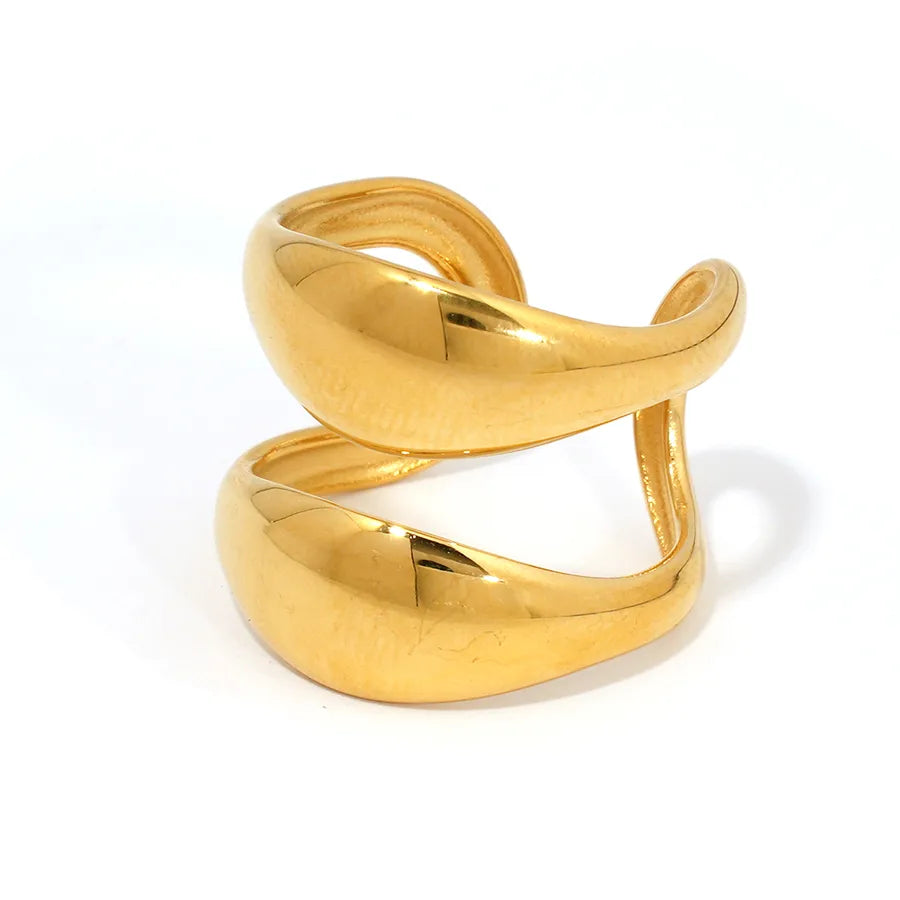 18K Gold Plated Geometric Stainless Steel Ring
