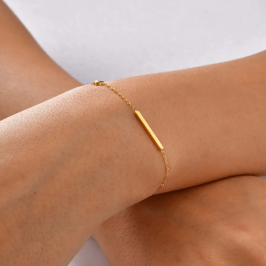 Gold Zircon Stainless Steel Bracelet for Women