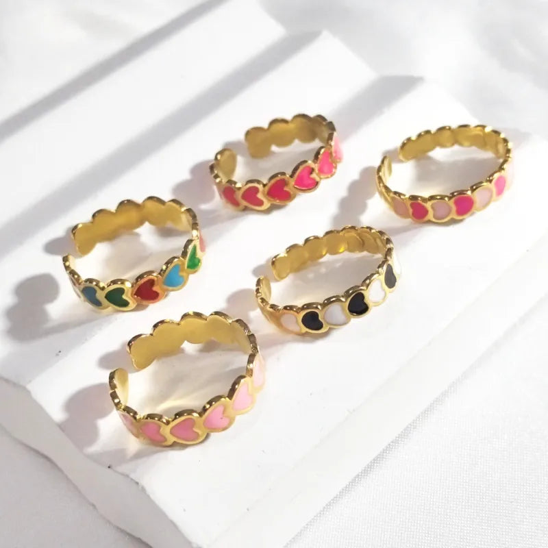 Gold Heart Open Ring in 18K Plated Stainless Steel