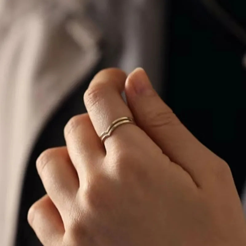 18K Gold Plated Geometric Titanium Steel Ring