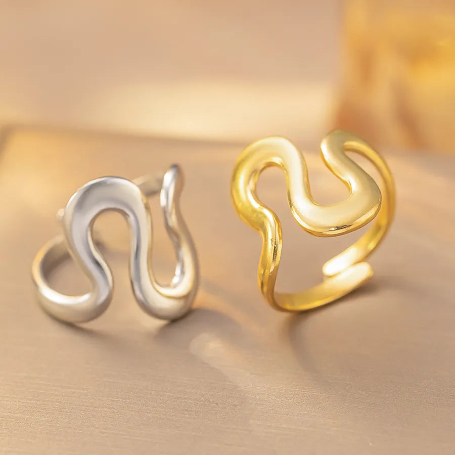 Geometric Titanium Steel Open Ring