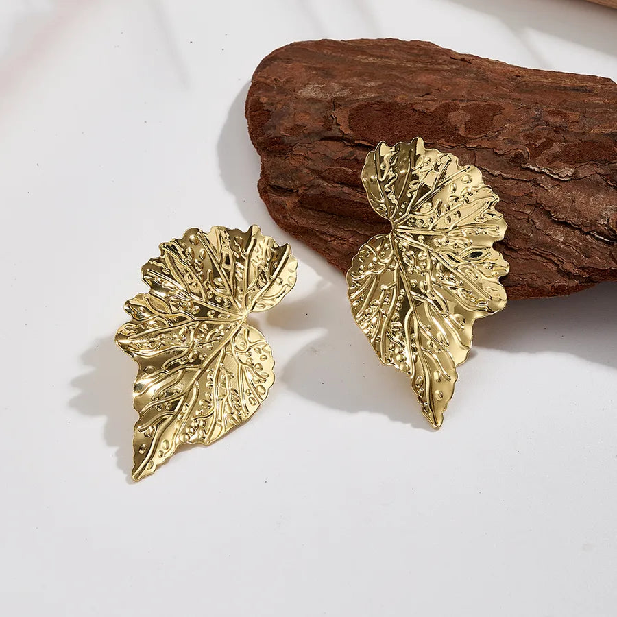 Leaf Shaped 18K Gold Plated Earrings