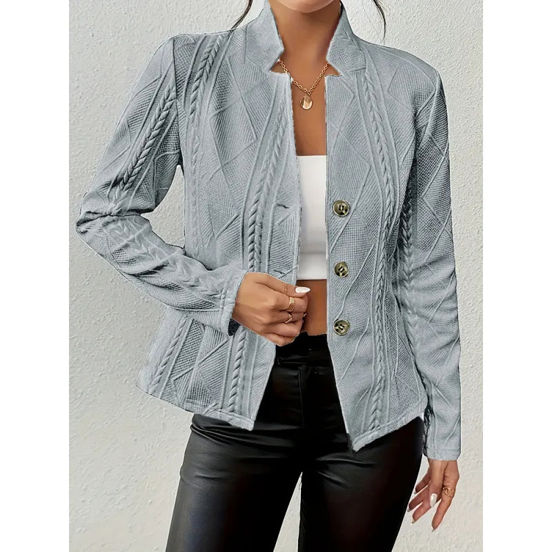 Women's Floral Slim Fit Blazer - Elegant Office Style Light Grey