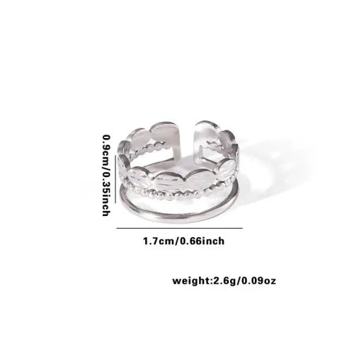 Titanium Steel Fish Tail Ring for Women Adjustable Opening TYR0379