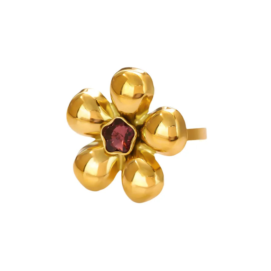 Vintage French Flower Zircon Open Ring