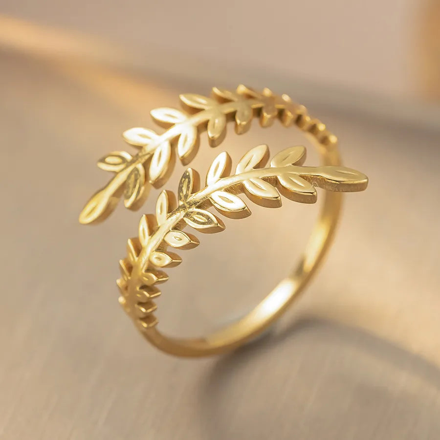 18K Gold Titanium Steel Geometric Open Ring K329 Gold Ring Adjustable