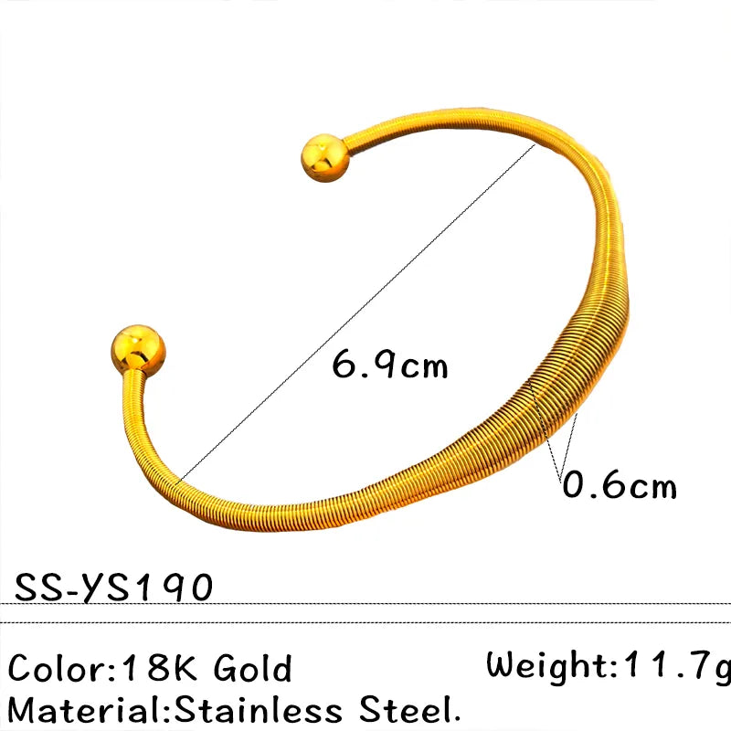 Gold Stainless Steel Cuff Bracelet for Women & Men