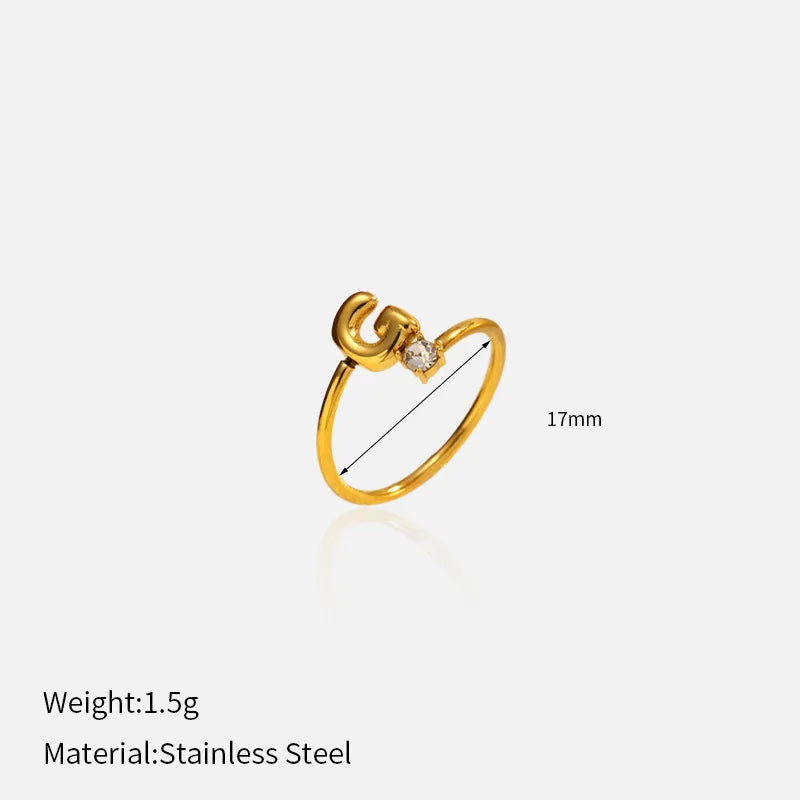 Gold Plated Adjustable Letter Ring for Women YHTSR-250706 (letter G)