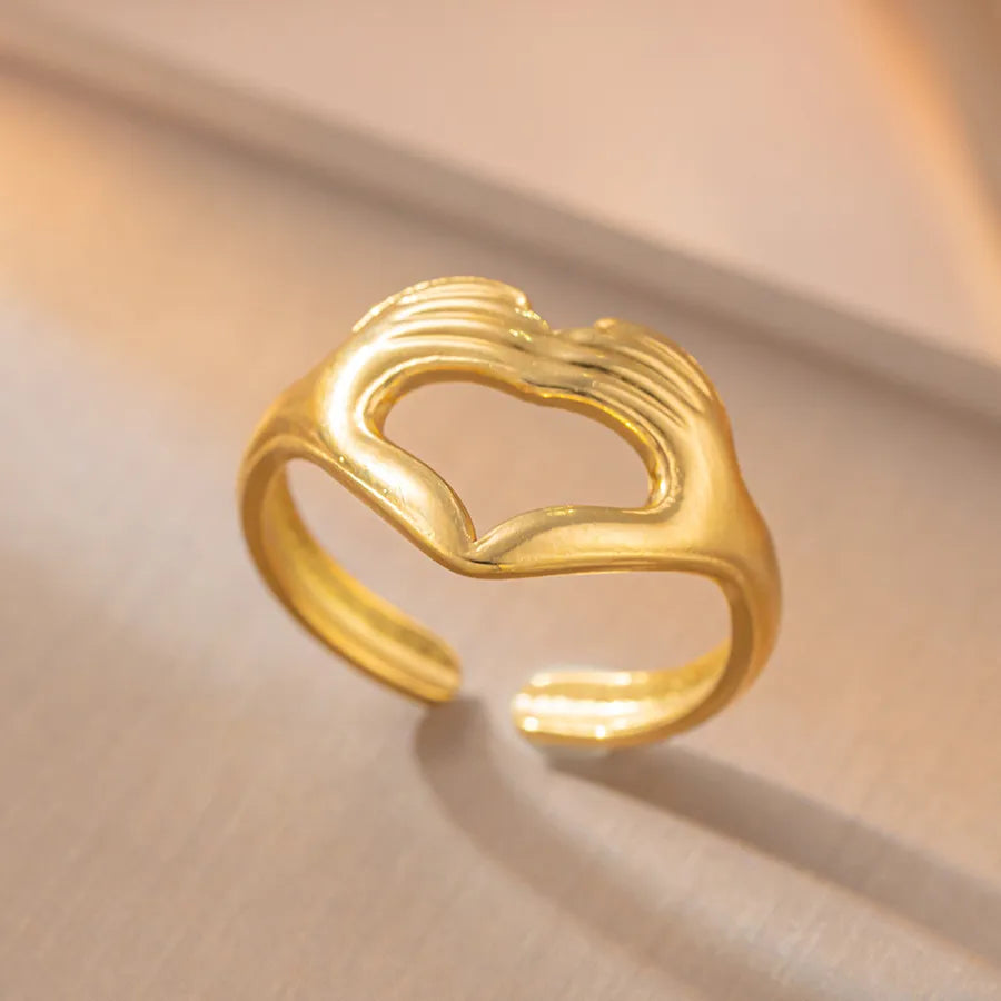 Adjustable Geometric Titanium Steel Ring K15 Gold Ring Adjustable