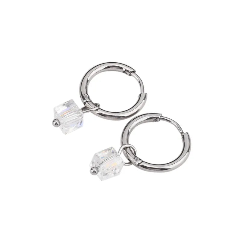 Unisex Geometric Titanium Steel Hoop Earrings