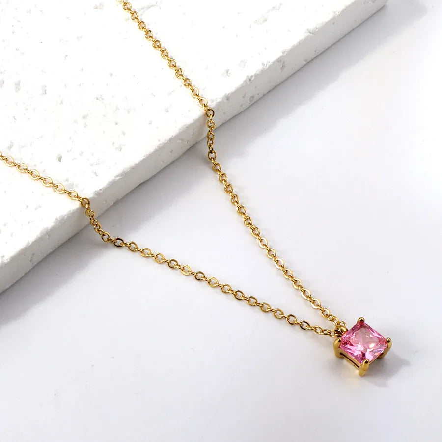 Gold Plated Geometric Diamond Pendant Necklace