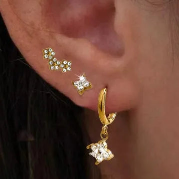 Elegant 18K Gold Plated Zircon Stud Earrings