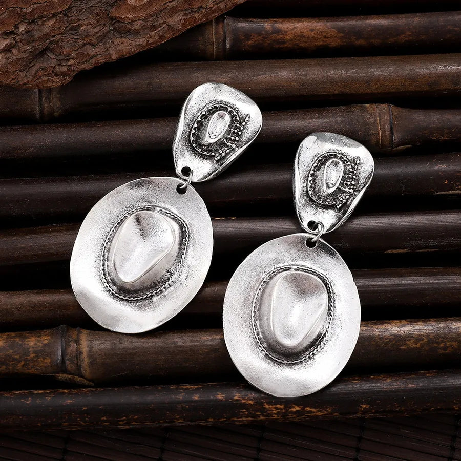 Vintage Western Cowboy Hat Drop Earrings