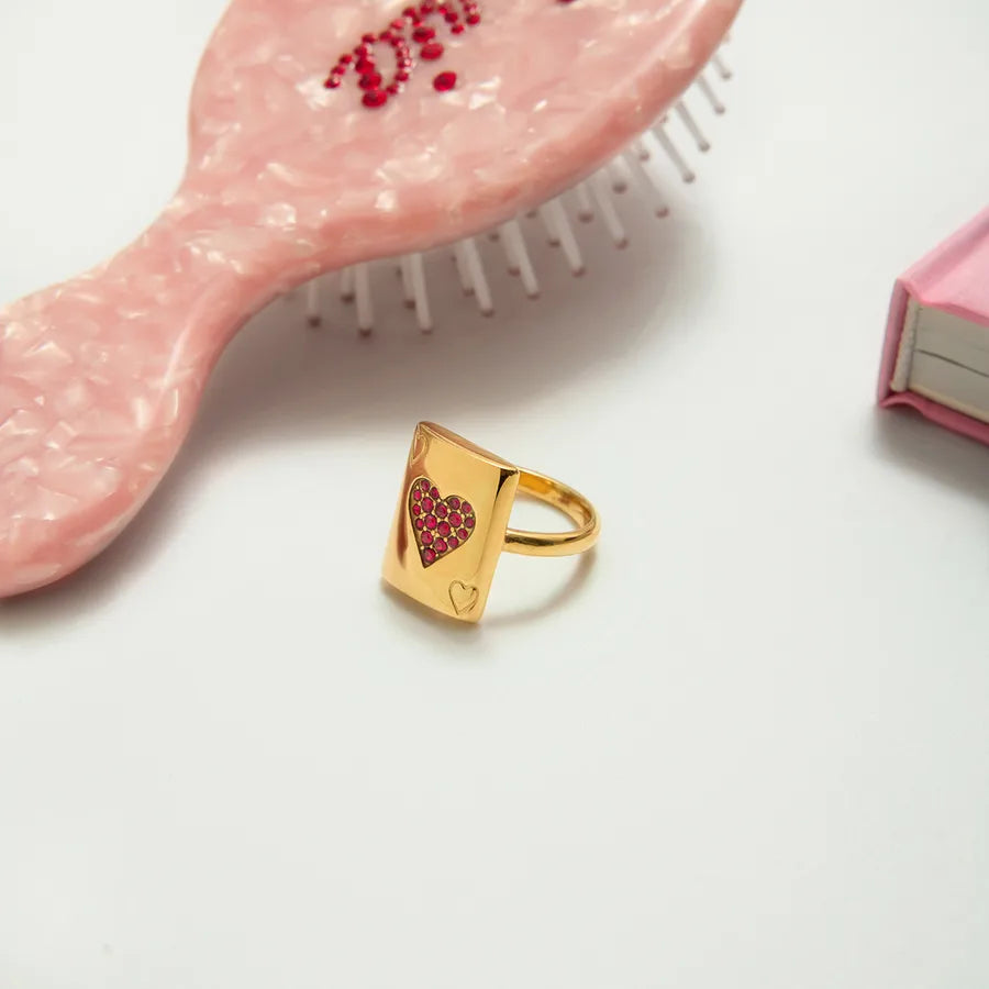 18K Gold Heart Ring in Stainless Steel