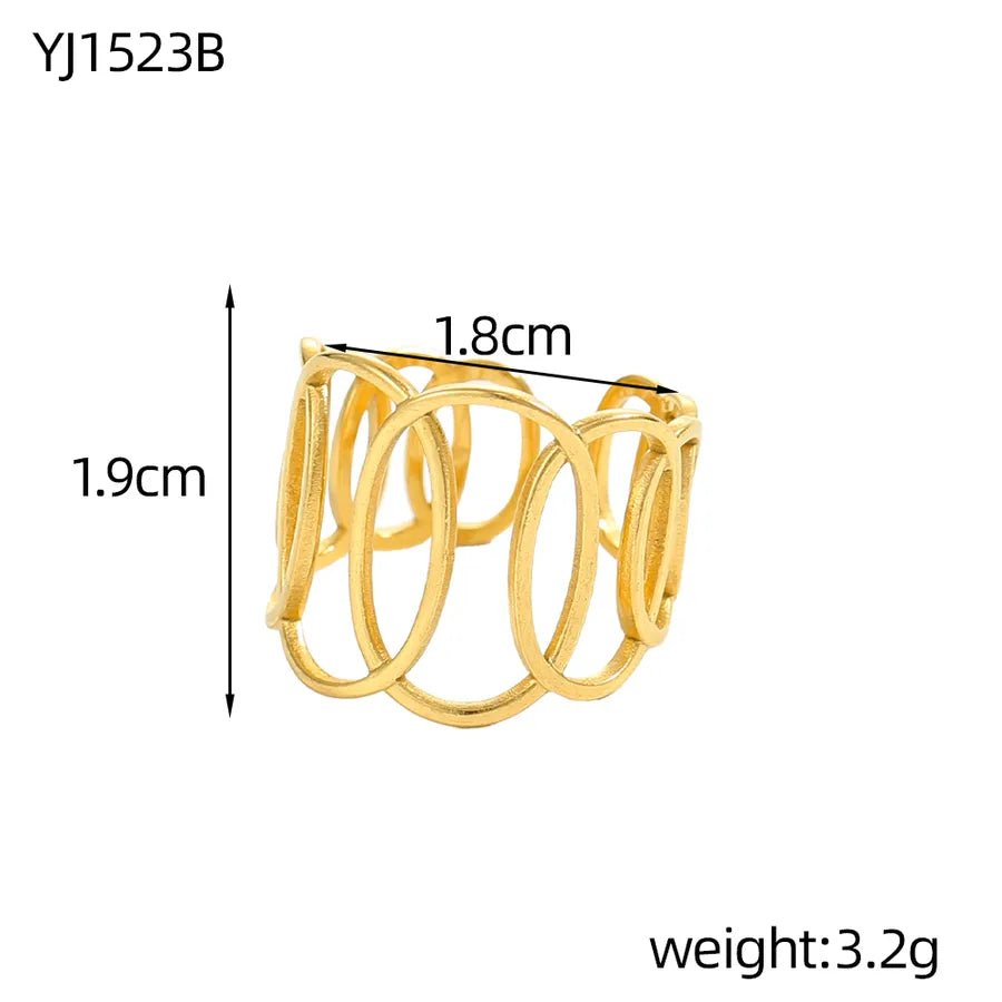 Geometric Titanium Steel Open Ring in 14K/18K Gold One Size YJ1523B 9*9*1