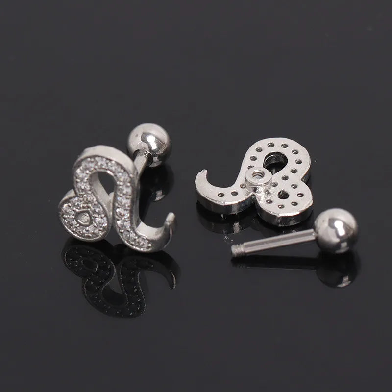 Leo Zodiac Sign Stud Earrings – Gold Stainless Steel