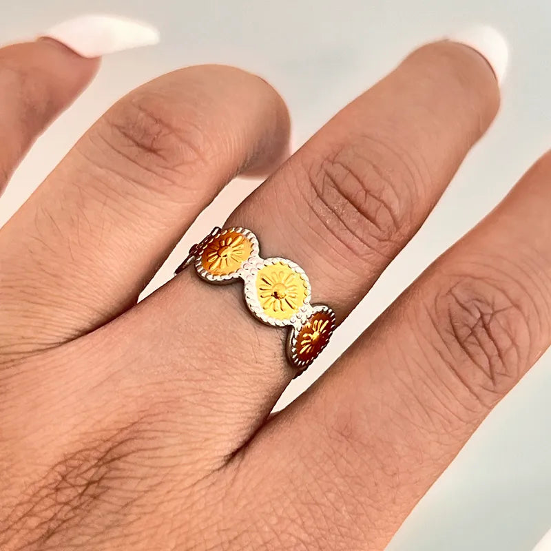 18K Gold PVD Stainless Steel Adjustable Wave Ring