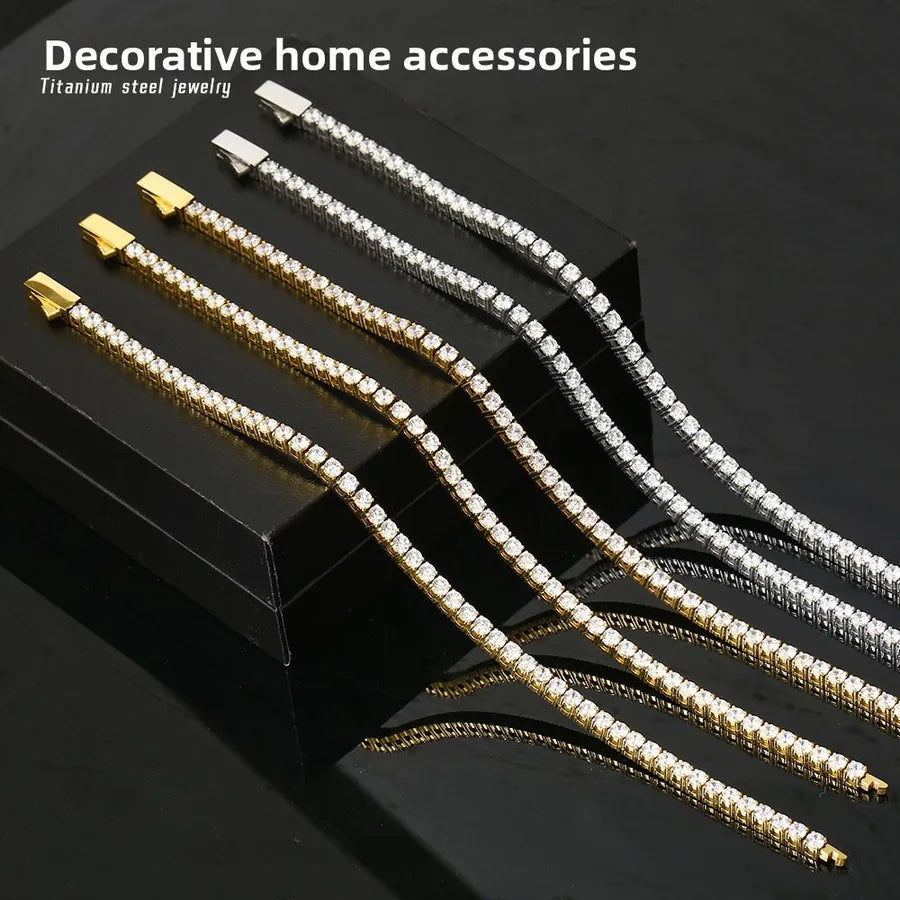 Zircon Tennis Chain Bracelet – Titanium Steel