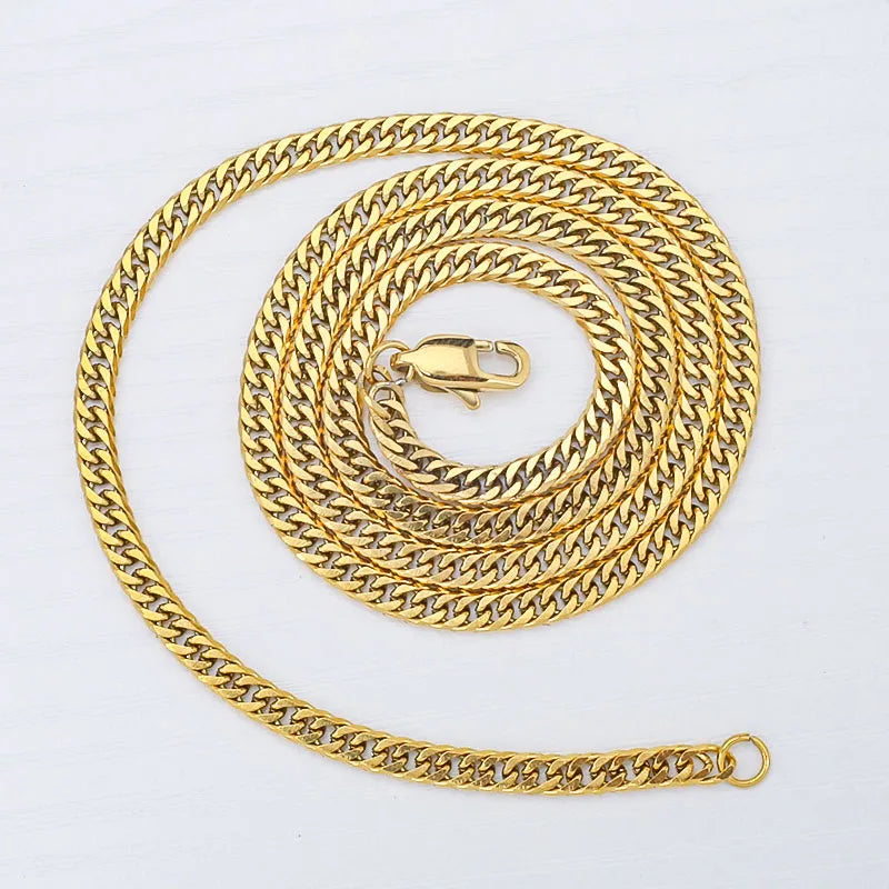 18K Gold Plated Titanium Steel Hip-Hop Necklace Vacuum Plating Gold