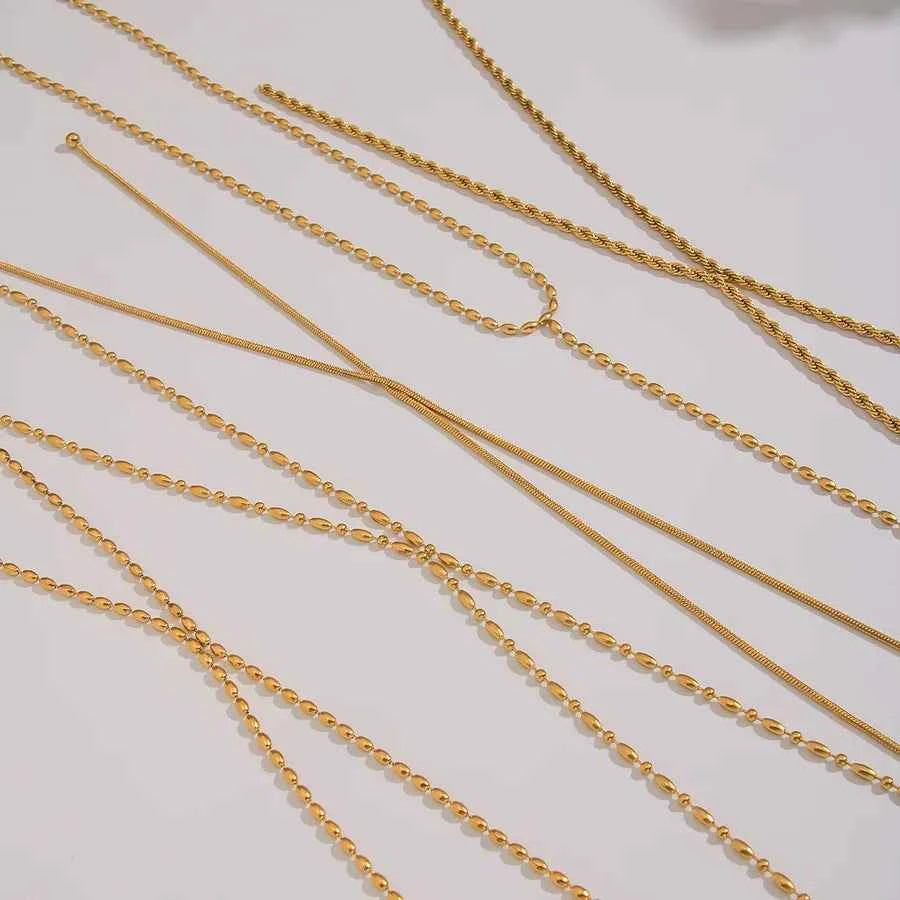 Minimalist Gold Tassel Chain Necklace
