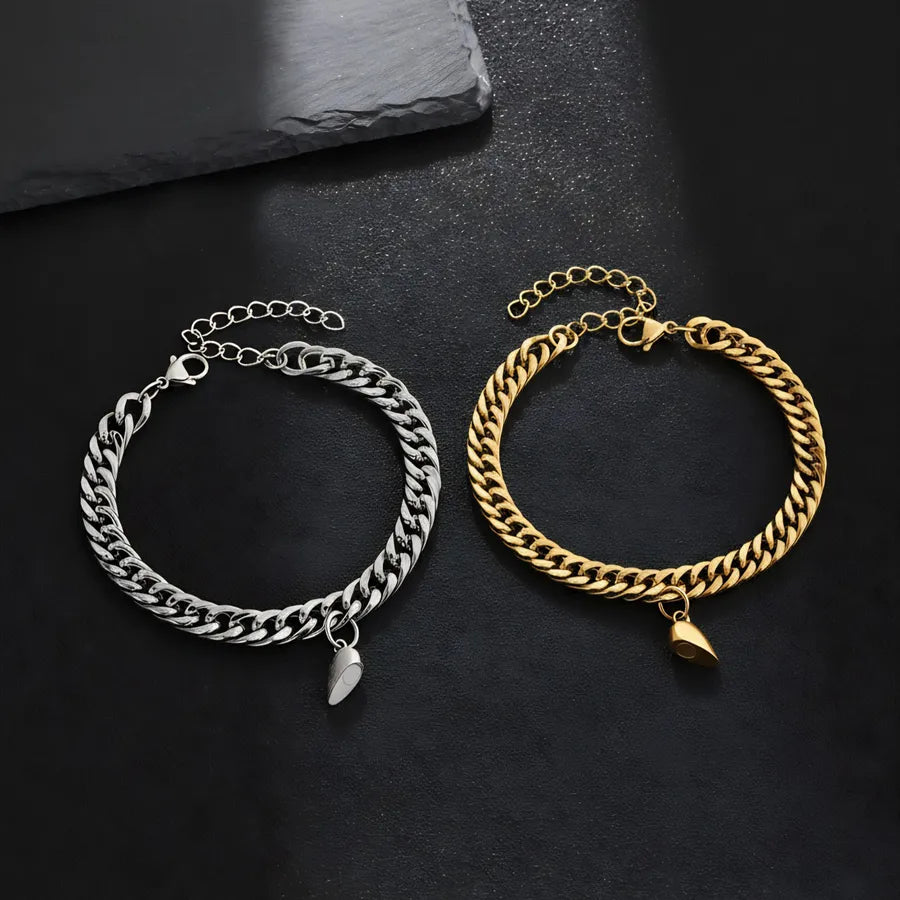 Magnetic Heart Couple Bracelet – 18K Gold Plated