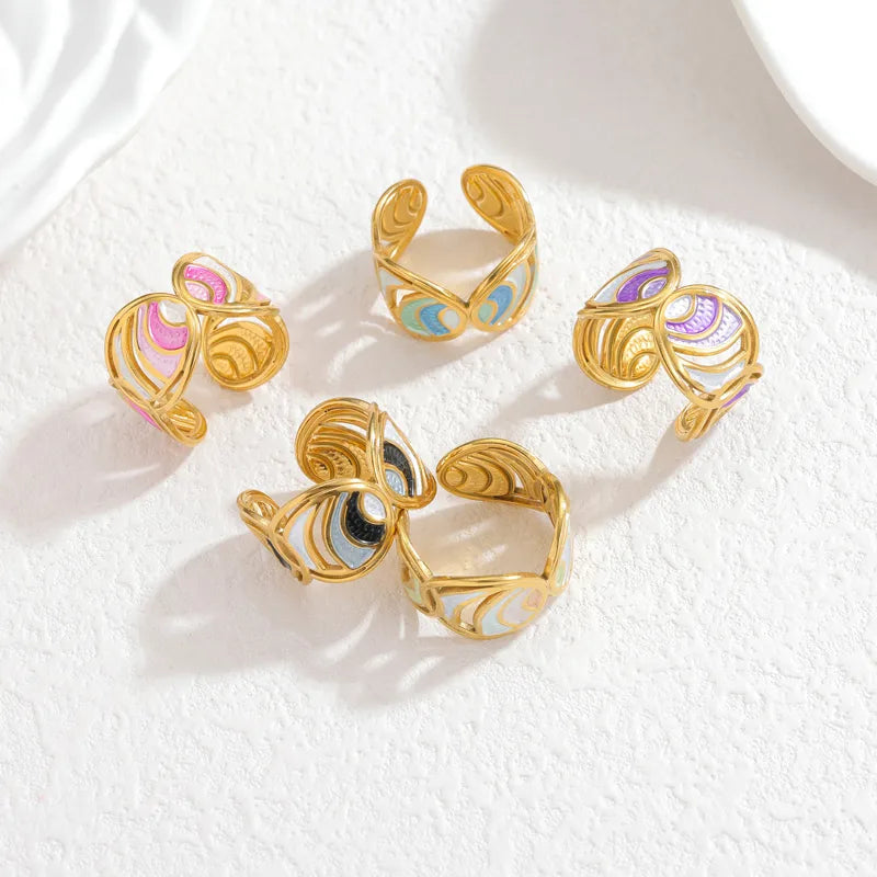 18K Gold Plated Enamel Stainless Steel Ring