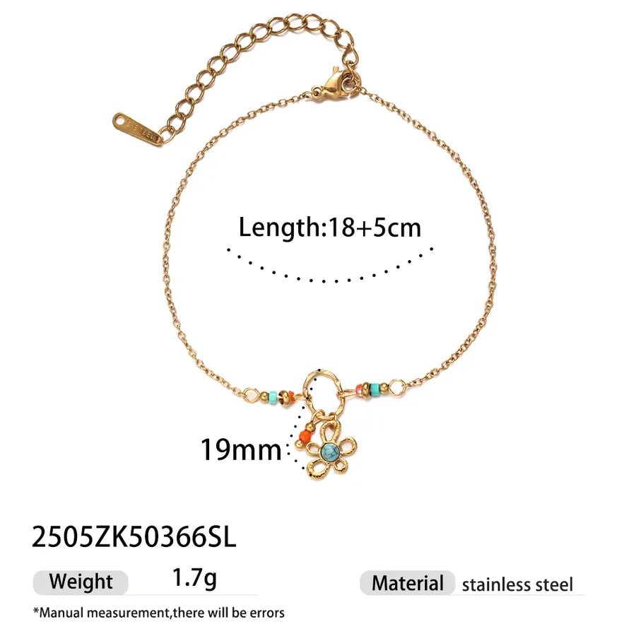 Layered Floral Stainless Steel Bracelet