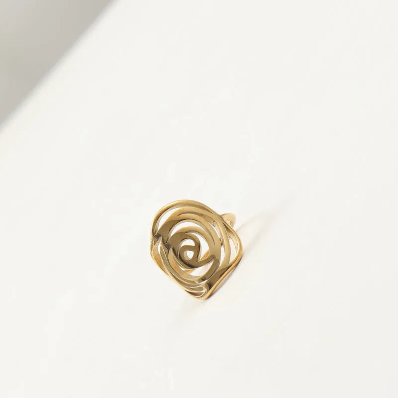 Gold Plated Rose Flower Ring for Women