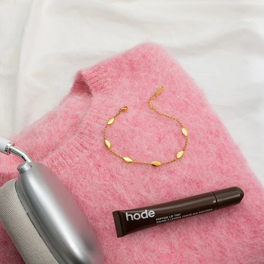 18K Gold Oval Stainless Steel Bracelet