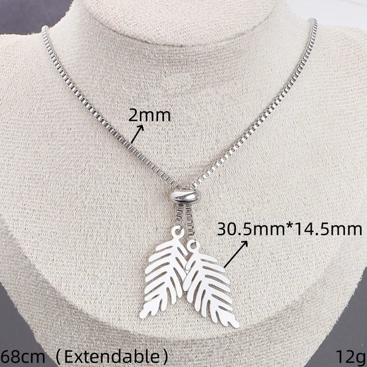 Silver Multi-Charm Stainless Steel Pendant Necklace 30.5mm*14.5mm Silver 1 Piece