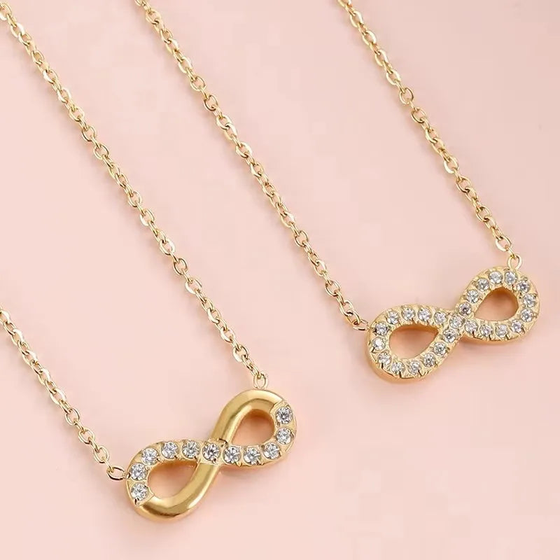 Titanium Infinity Necklace with Zircon